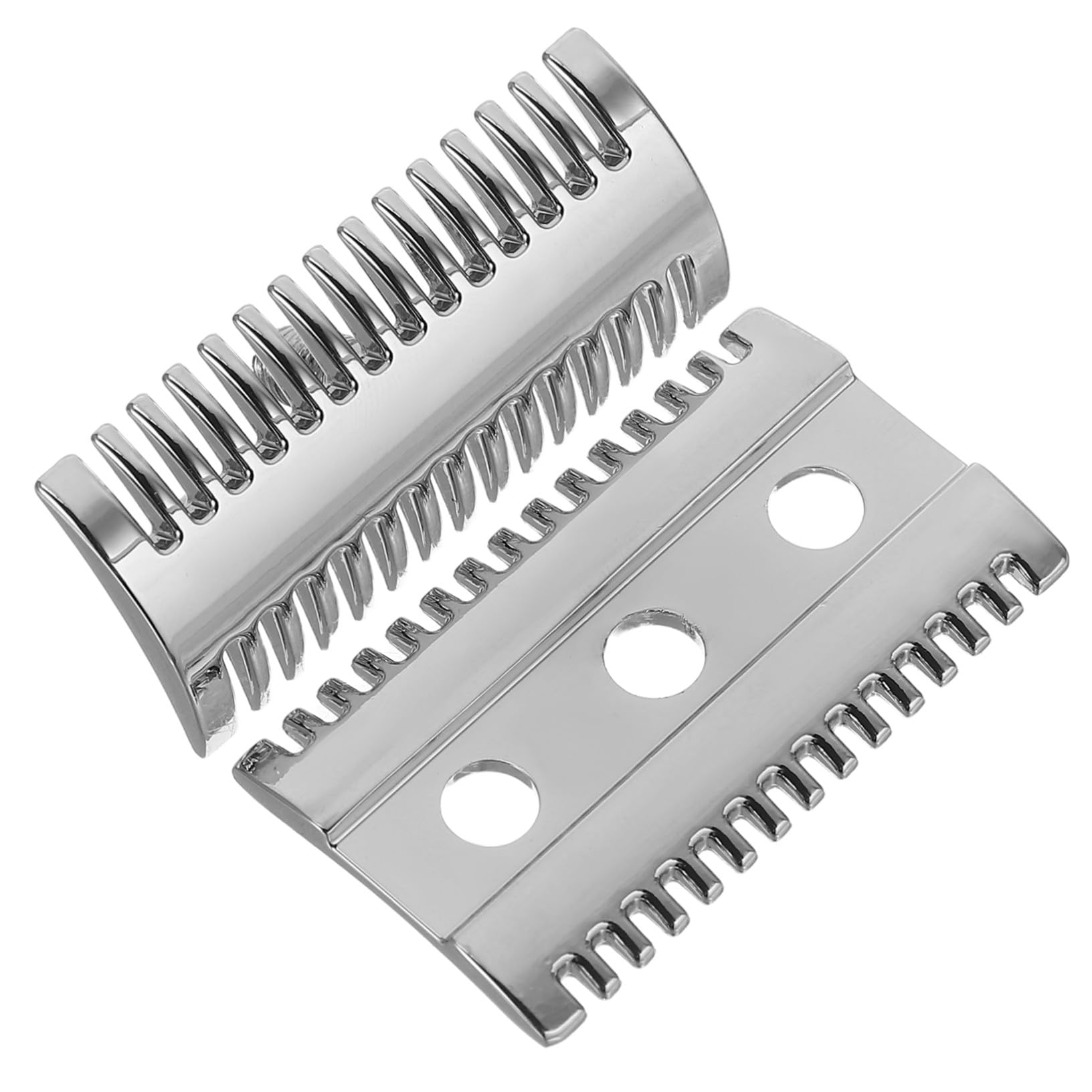 MERRYHAPY Testina Ricambio Rasoio Sicurezza in Lega Doppia Pettine in Metallo Solido Compatibile con Manici Standard per Barba Uomo e Donna Finitura Lucida Argento Resistente e Duratura