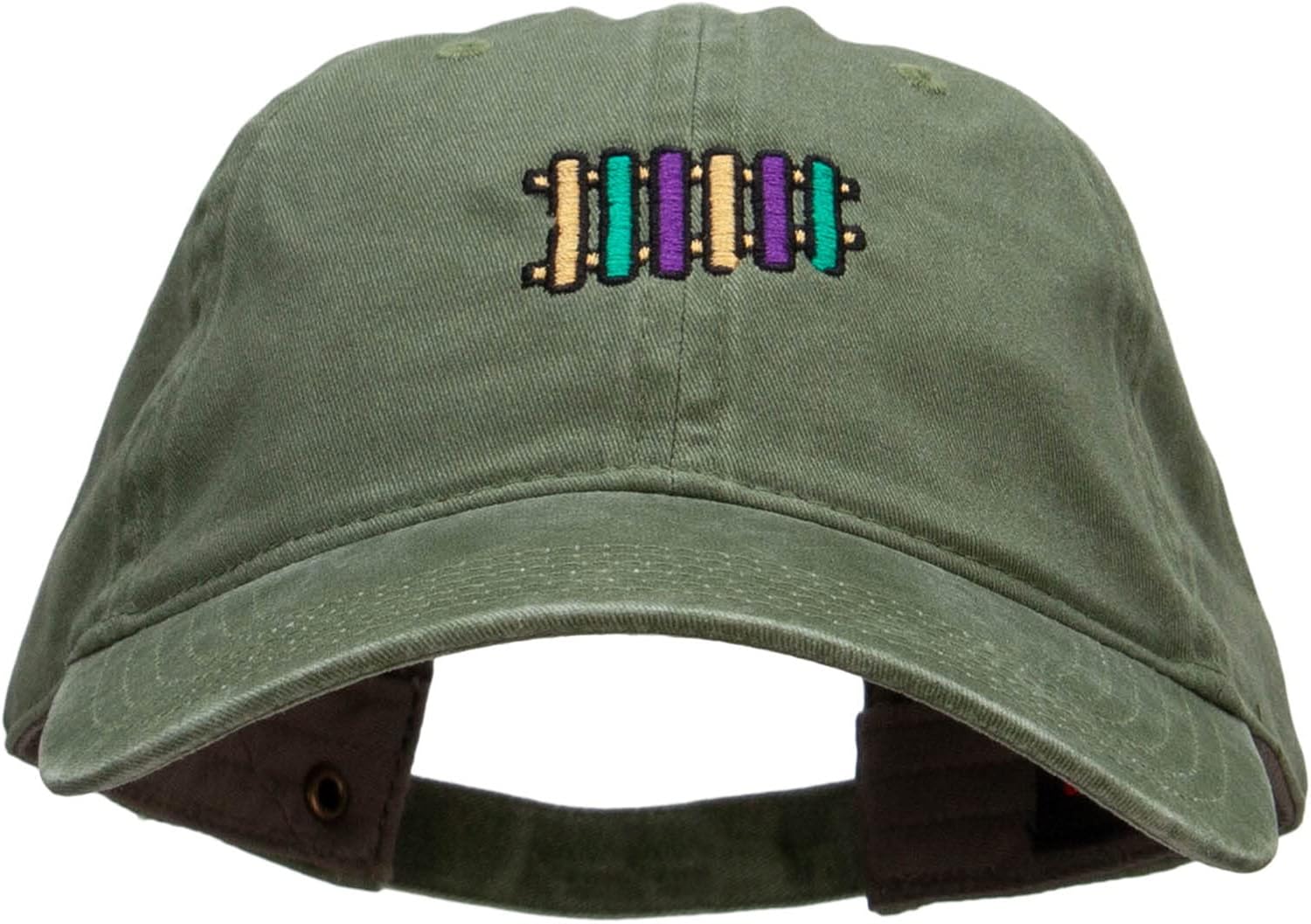 e4Hats.com Mardi Instrument Embroidered Washed Solid Pigment Dyed Cotton Twill Brass Buckle Cap