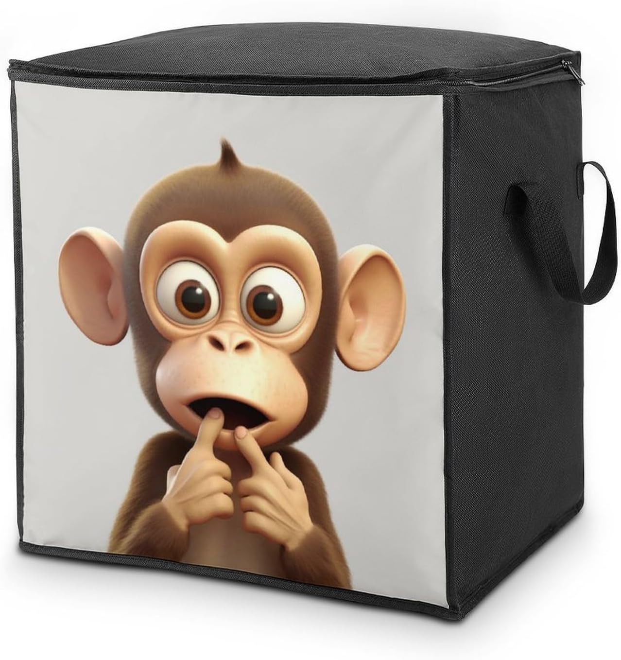 Portable Quilt Storage Bag,The Silent Monkey Printed Foldable Wardrobe Storage Box Foldable Storage Bag with Lids And Handle Large Clothing Storage Bag for Comforters Clothes Blankets Pillows