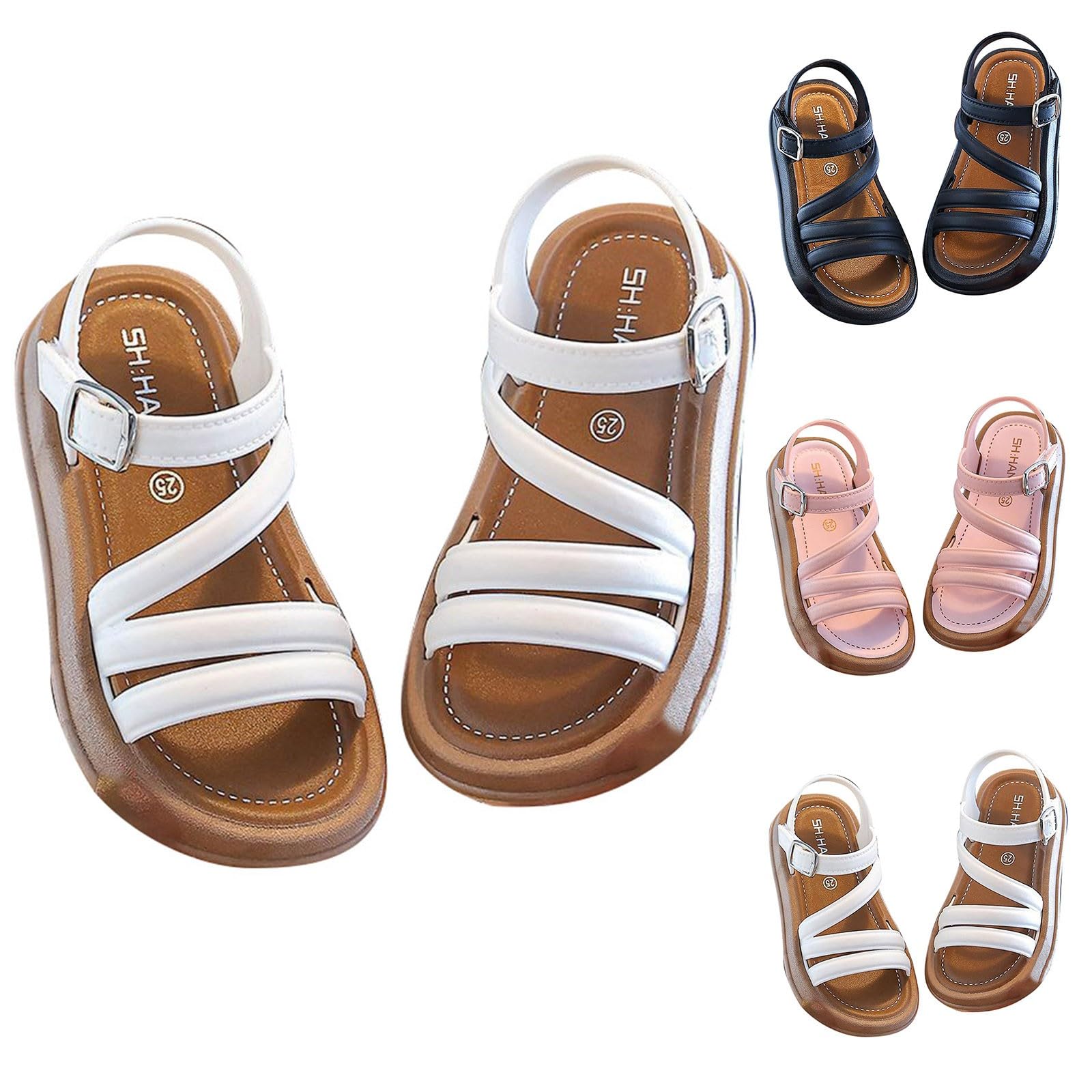 Générique Sandales Enfant Fille Sandales Plates d'été pour Filles Chaussure de Princesse à Bout Ouvert Mignonnes Décontractées Chaussures Hallux Valgus Sport Orthopédiques Confortables Légères