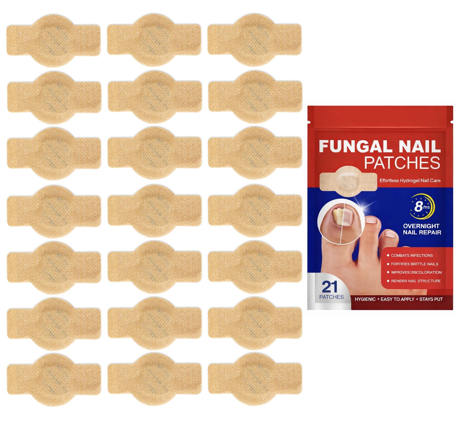 Nail Conditioning Patch Kit for Fingernail and Toenail Care | Overnight Nail Support for Brittle Nails and Daily Nail Wellness, 21 Pcs-image-37
