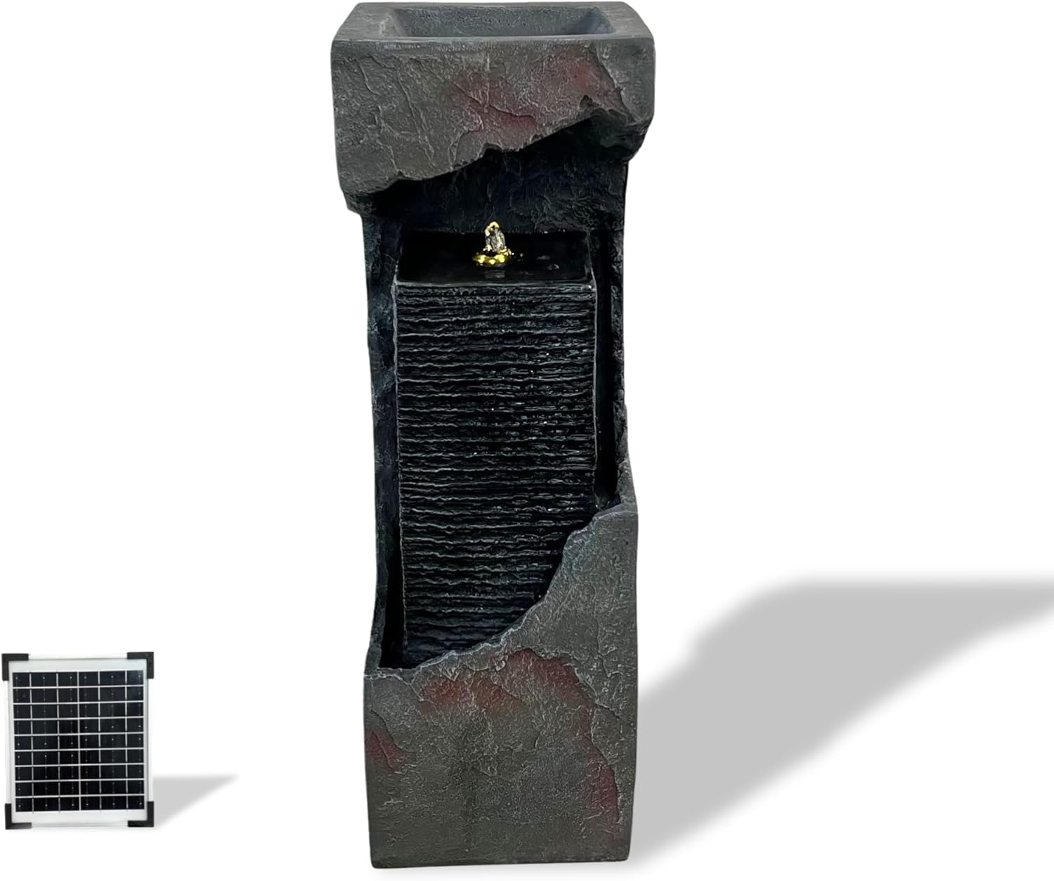 XBrand 35.4" Modern Outdoor Fountain with LED Lights, Floor-Standing Waterfall Feature for Garden, Patio, Deck, Yard Décor