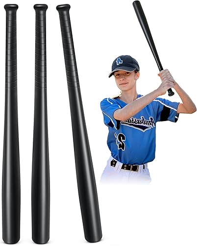 Liliful 3 bates de béisbol de plástico de 29.5 pulgadas, bate de béisbol sólido y ligero con mango de agarre de plástico moldeado para práctica