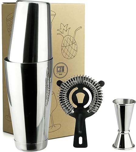 Miniatura 8 de PG Boston Cocktail Kit  Juego de coctelera de acero inoxidable de alta calidad, acabado brillante de 30 onzas, coctelera de 2 piezas, kit de camarero