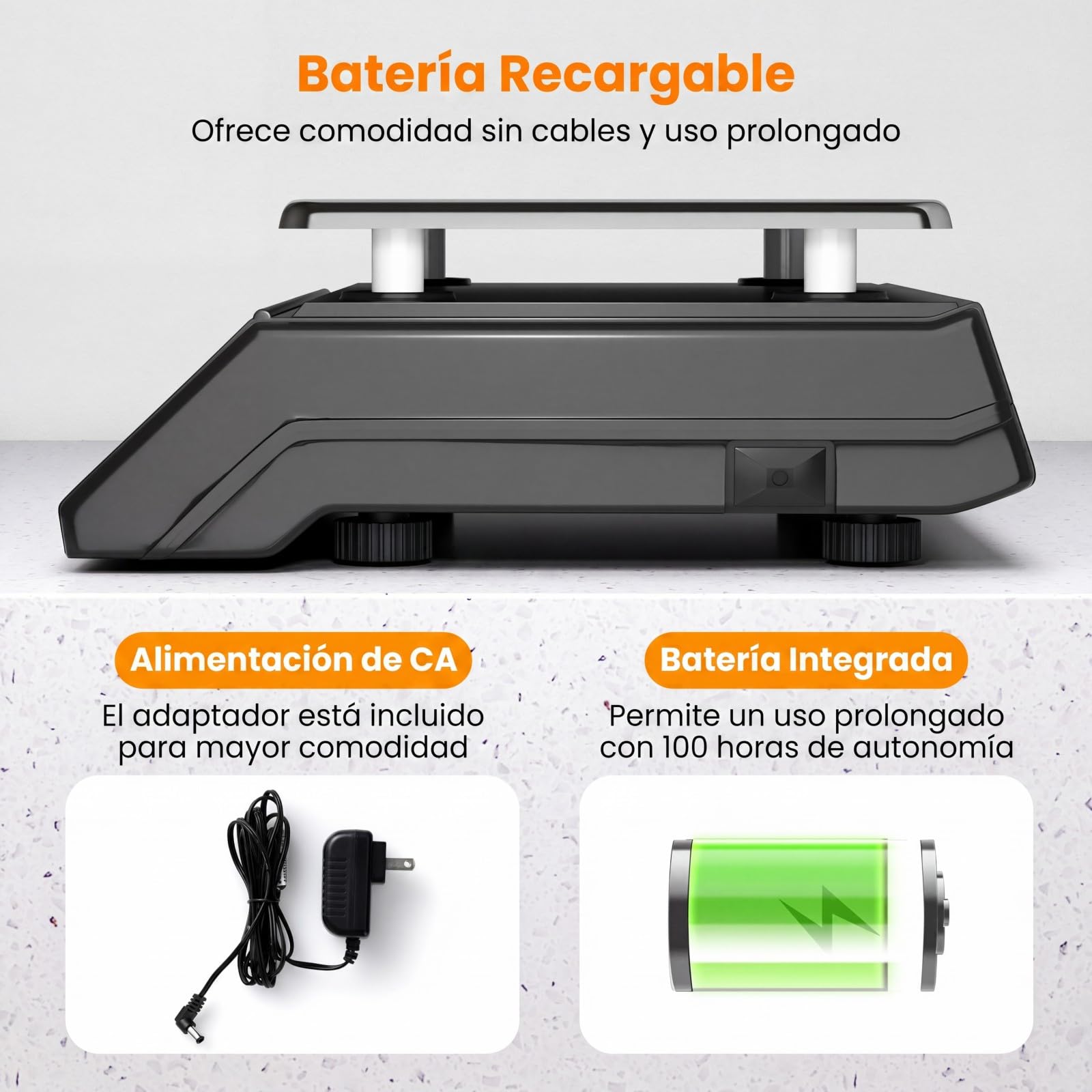 COSTWAY Báscula Digital 40 kg/5g, 7 Funciones de Tara y Recuento | Pantalla LCD, Balanza Portátil Acero Inoxidable, Batería Recargable,Báscula de Comercio, Ideal para Tienda y Frutería