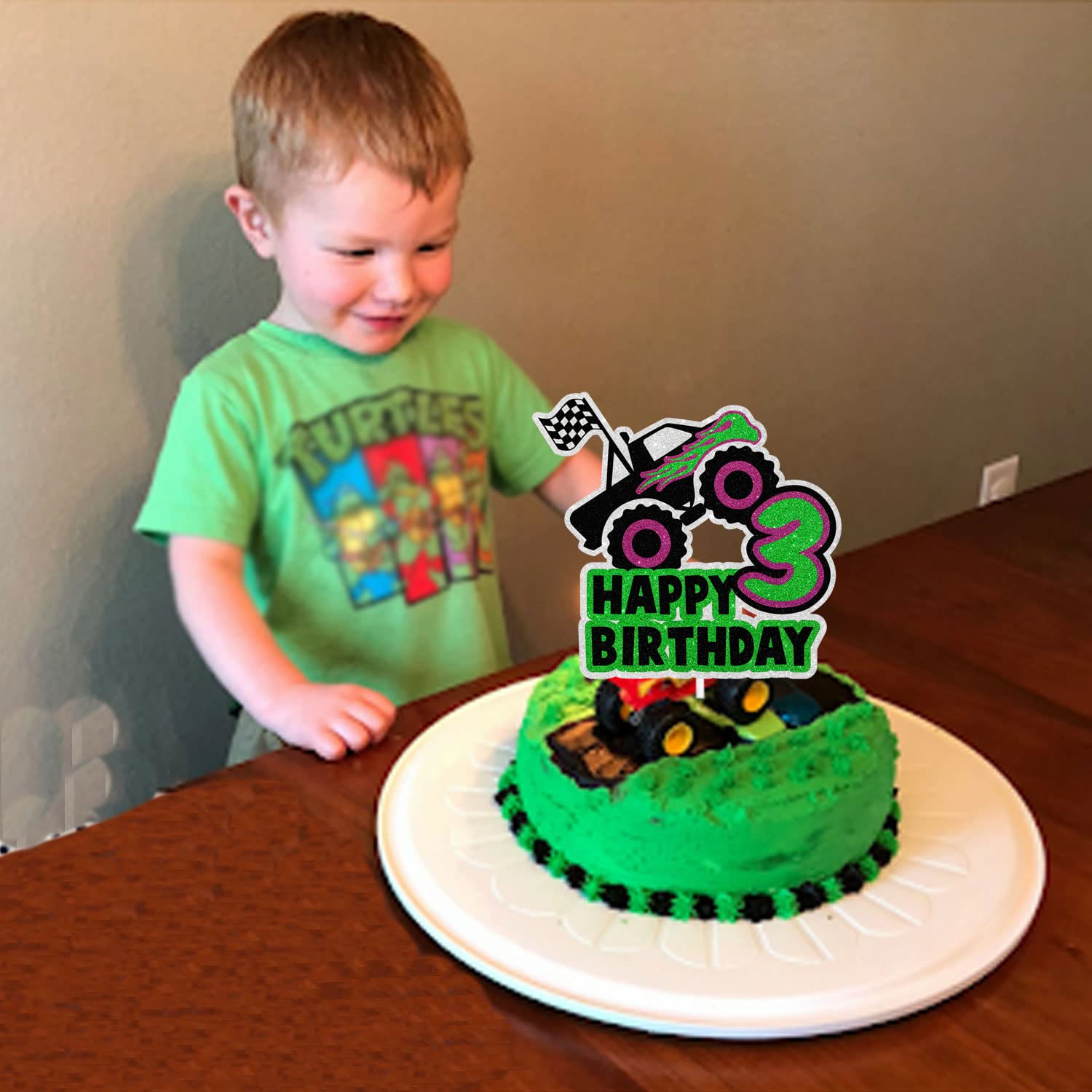Big Wheels Truck 3rd Birthday Cake Topper - Car Themed Party Decor For Boys & Girls, Pre-Assembled