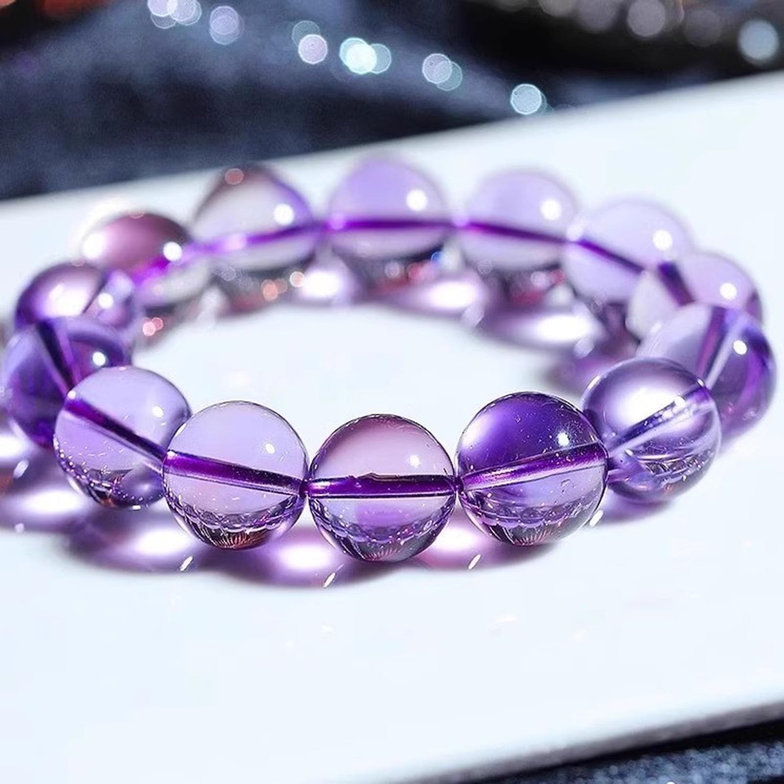 Bracciale con perline pietre preziose naturali per donna, bracciale rotondo | Braccialetti unisex in cristallo naturale per meditazione, yoga, guarigione spirituale ed energia positiva