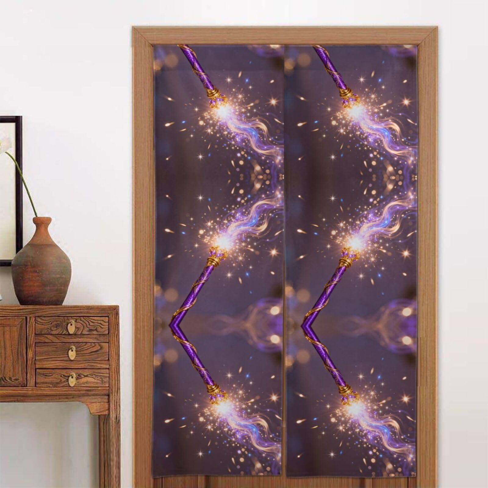 CNTDBU Wizard Wand Sparkle Door Curtain 34x56 Inch-Room Divider Panel for Privacy, Entryway Screen for Kitchen Bedroom
