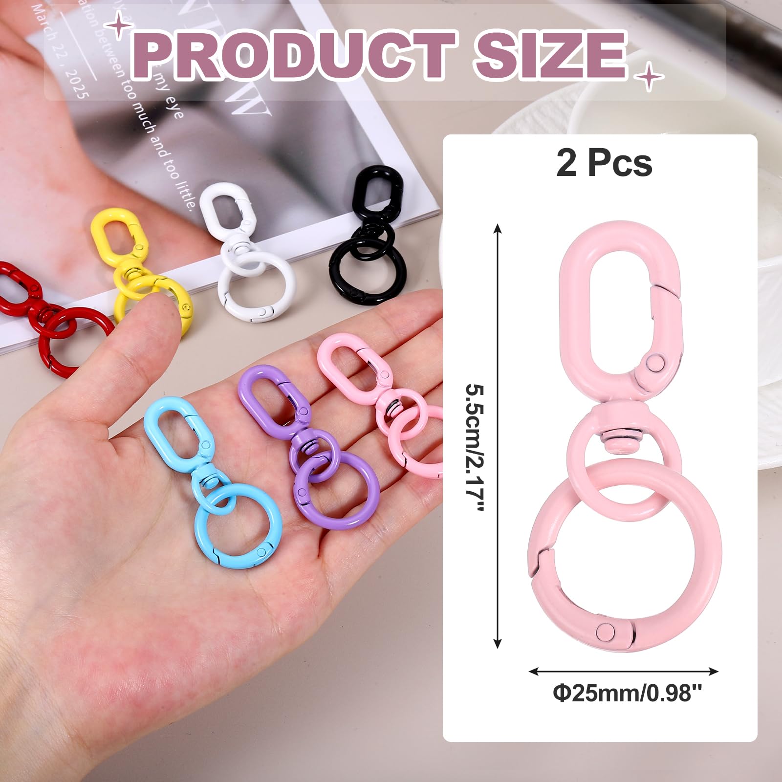 PATIKIL 2.2" Swivel Snap Hooks with Key Rings - Image 2
