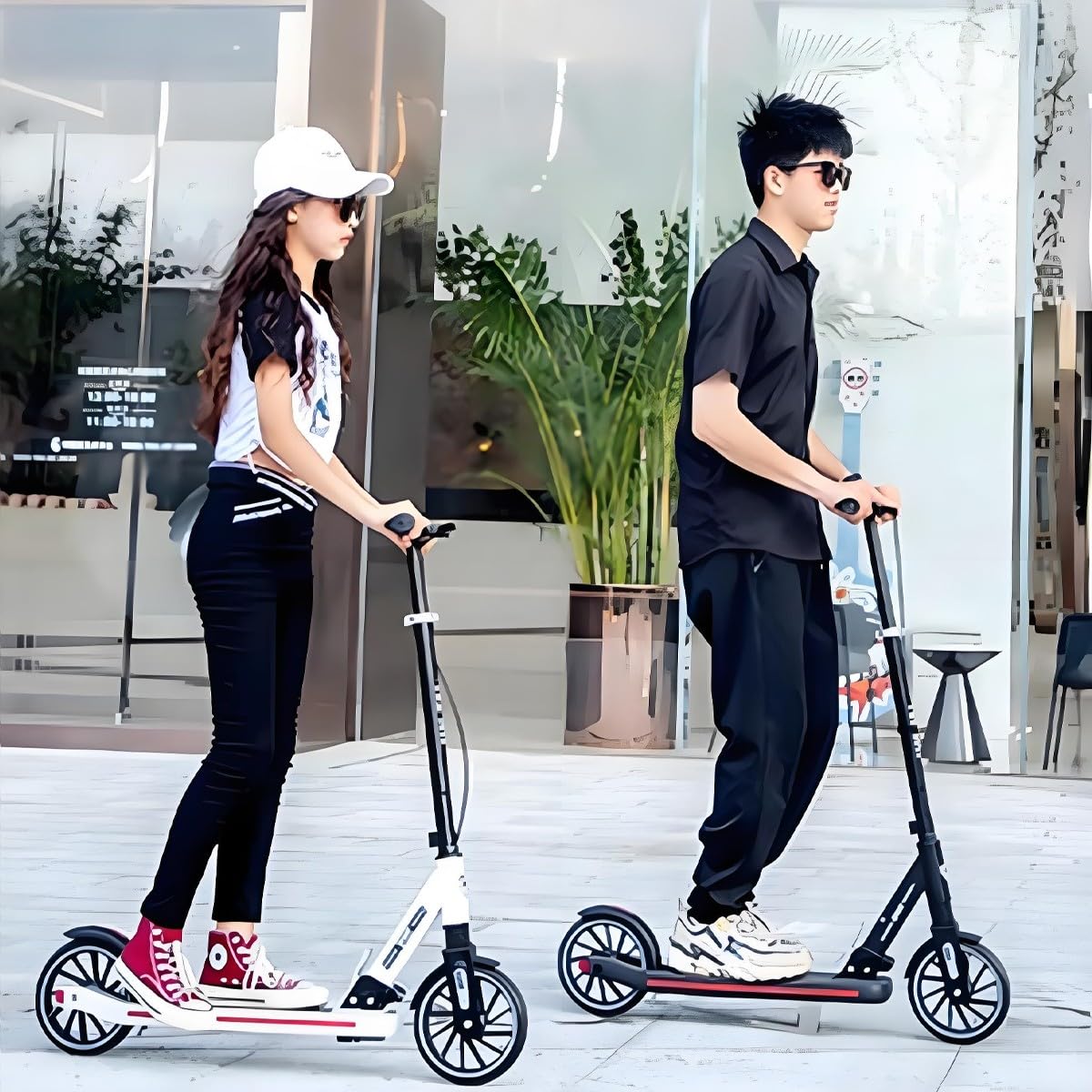 Trottinette pour Adultes, Trottinette pour Enfants, Pliage Rapide avec réduction du Bruit, Interrupteur muet, Trottinette pour Enfants à partir de 2 avec Double système(Black,90 * 37 * 104)