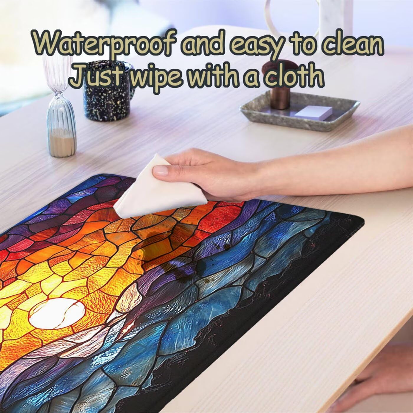 Podkładka pod mysz XXL 1200 x 600 mm duża podkładka pod mysz dla graczy kolor pod ręką biurko szyte krawędzie wodoodporna antypoślizgowa do komputera, laptopa poprawia precyzję i szybkość, reflektor S