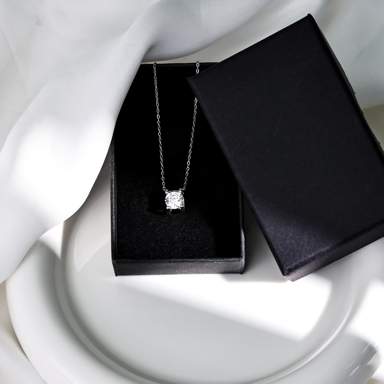 Silver Bracelet Cubic Zircon Pendant Necklace for Women, Hypoallergenic Sterling Silver Birthstone Necklace for Women Non Tarnish - Image 7