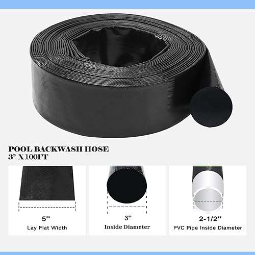 Miniatura 38 de Eastrans Manguera de retrolavado de piscina de 2 pulgadas x 50 pies con abrazadera de manguera, manguera de descarga extra resistente, mangueras