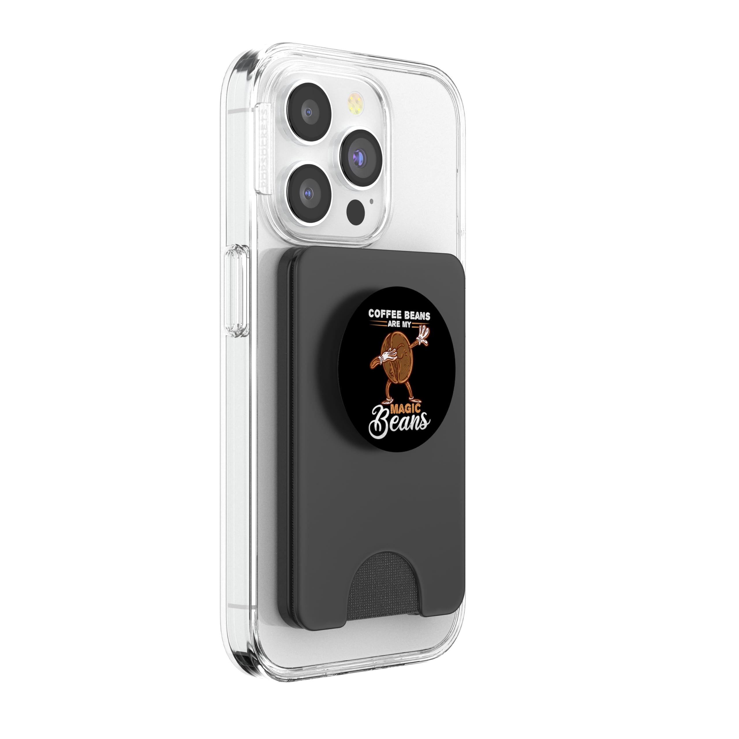Coffee Lover Funny Dabbing Coffee Magic Bean Coffeeholic PopSockets PopWallet for MagSafe, Black - Image 4