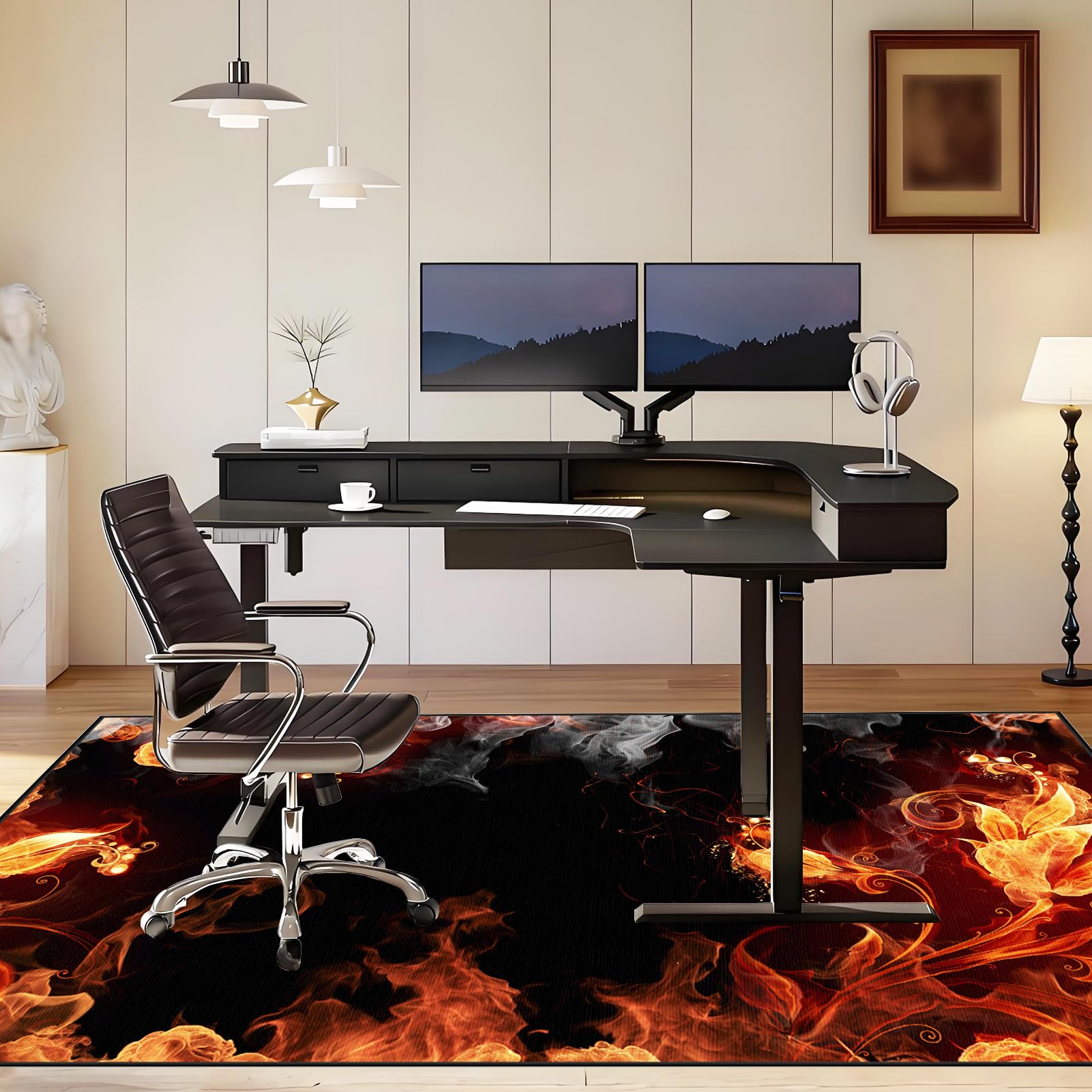 Mata na krzesło do gier biurowych, 100 x 120 cm mata ochronna na krzesło biurowe, ochrona podłogi, antypoślizgowa, mata na krzesło na biurko do laminatu, parkietu, twardych podłóg