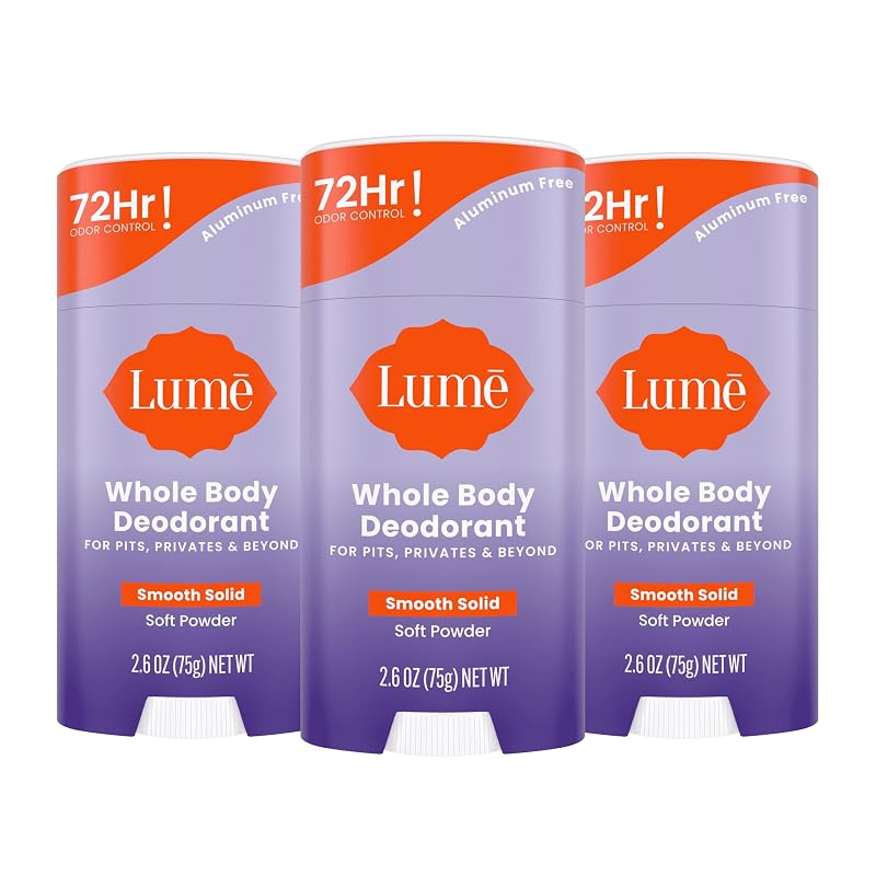 Desodorante corporal Lume em bastão sólido, Soft Powder, pacote com 3