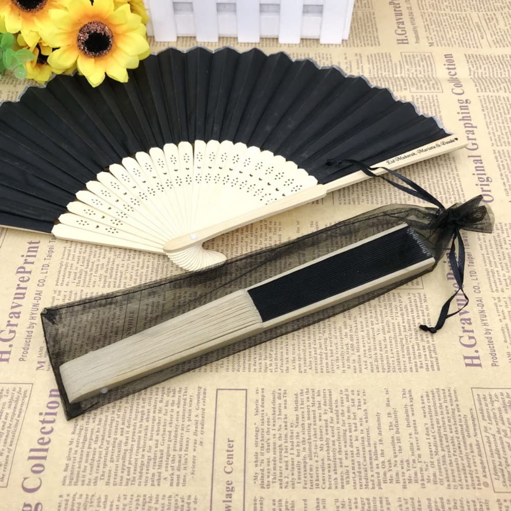 jifu Abanico Personalizado con Nombre,Ventilador de Papel de Bambú Plegable Mano Ventilador para Decoraciones de Bodas,Personalizada,Fiestas, Bailes,DIY (Beige,50pcs)