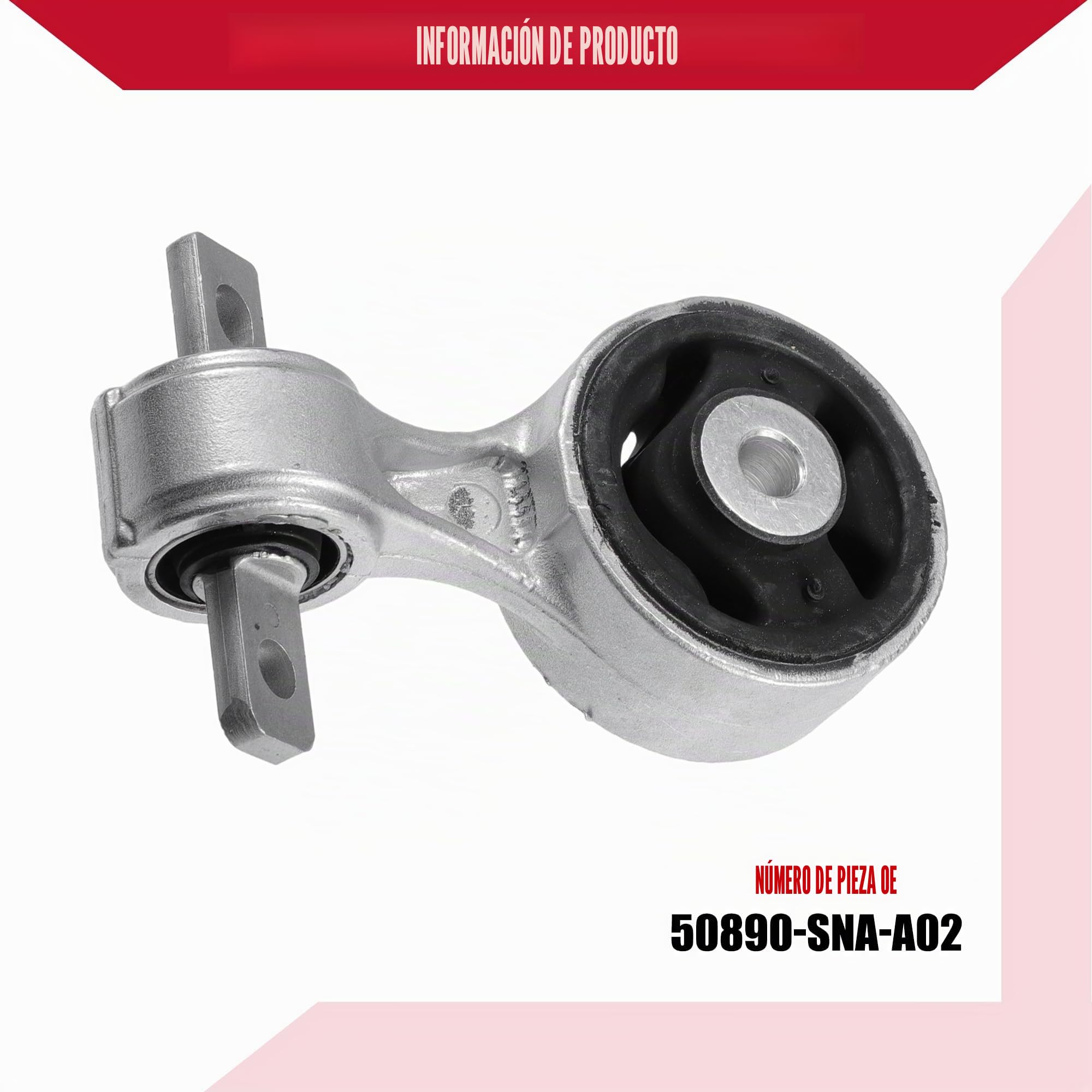 Soporte De Motor Inferior Para Honda Civic VIII Saloon 05-12 | Tambien Para Hatchback FN1 FK2 05+, OE No. 50890-Sna-A02, Material Metal Y Caucho, Color Negro Y Tono Plateado