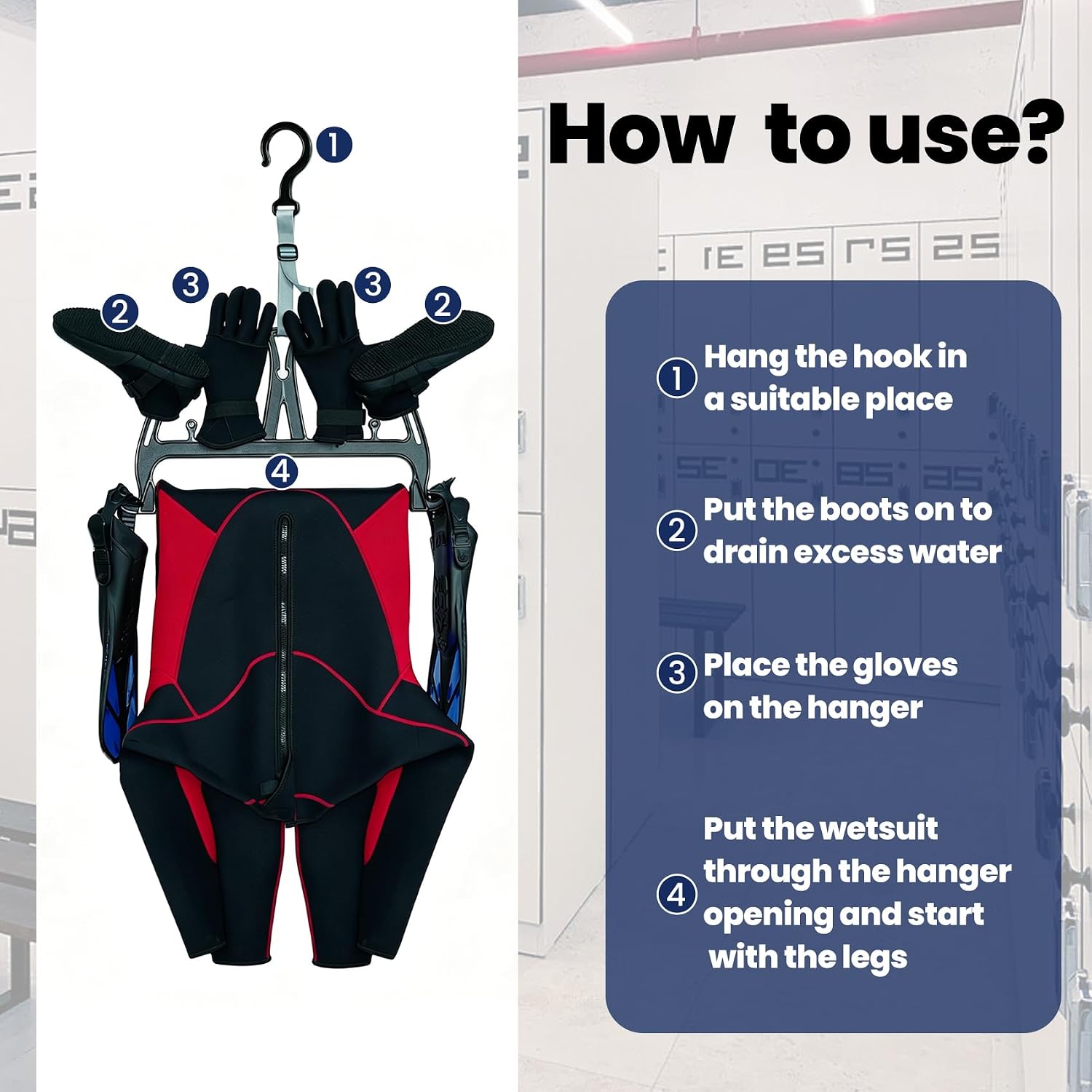 All-in-one Wetsuit Hanger for Wetsuit, Gloves and Boots, Dive Hanger | Heavy-Duty Diving Equipment Rack, Bathing Suit Organizer & Space Saving Dive Hanger, Fast Dry Vented Design for Scuba Diving