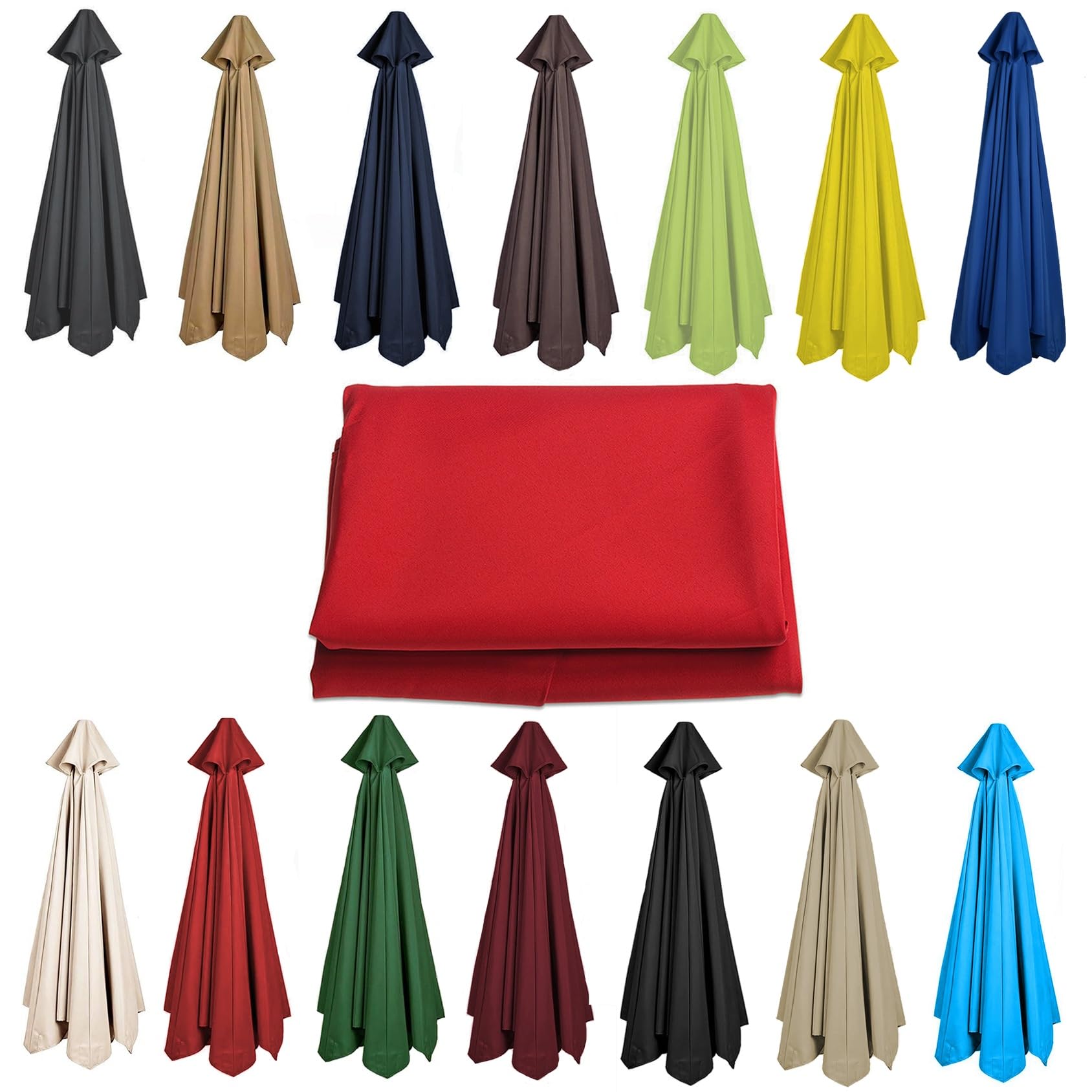 CMJYMX 200CM 2.7M 300CM Umbrella Replacement Parasol Canopy, UV50+, Waterproof, 6/8 Ribs Sun Umbrella Replacement Cloth Garden Canopy Cover Replacement Cover(Color:Red,Size:6 ribs-2.7m(8.8ft))