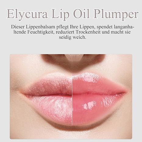 Elycura Lip Booster Serum - Elycura Lip Oil - Plumpy Lip Booster - Moisturising Lip Oil with Boosting Effect Lip Care to Protect Against Dry Lips Volumising Formula Smoother Lip