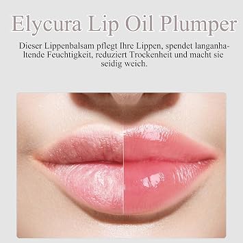 Elycura Lip Booster Serum - Elycura Lip Oil - Plumpy Lip Booster - Moisturising Lip Oil with Boosting Effect Lip Care to Protect Against Dry Lips Volumising Formula Smoother Lip