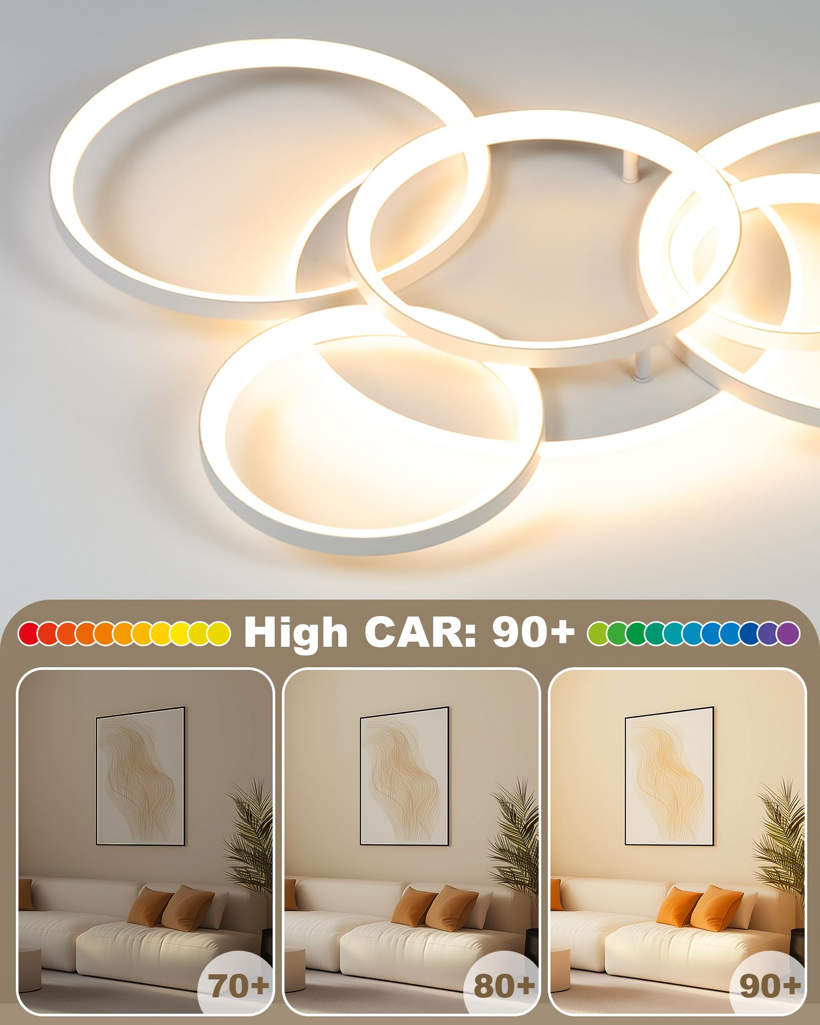 Plafoniera LED Soffitto Moderna, Lampadario Camera da Letto 86 * 60cm，Plafoniera LED Dimmerabile 3000K-6000K per Soggiorno Camera da Letto Sala da Pranzo 75W