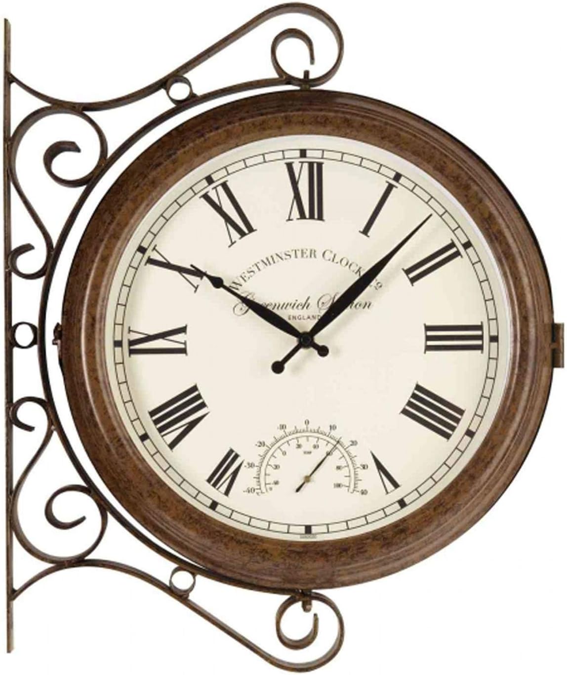 Altuna Smart Solar 5063020 – Greenwich Double Sided Station Clock with Thermometer, 38 x 38 x 5 cm, White
