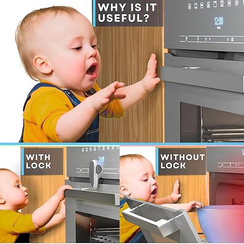 Miniatura 7 de Horno de seguridad para niños, 1 paquete, cerradura de puerta para horno, seguridad infantil, horno a prueba de bebés, resistente al calor, duradero