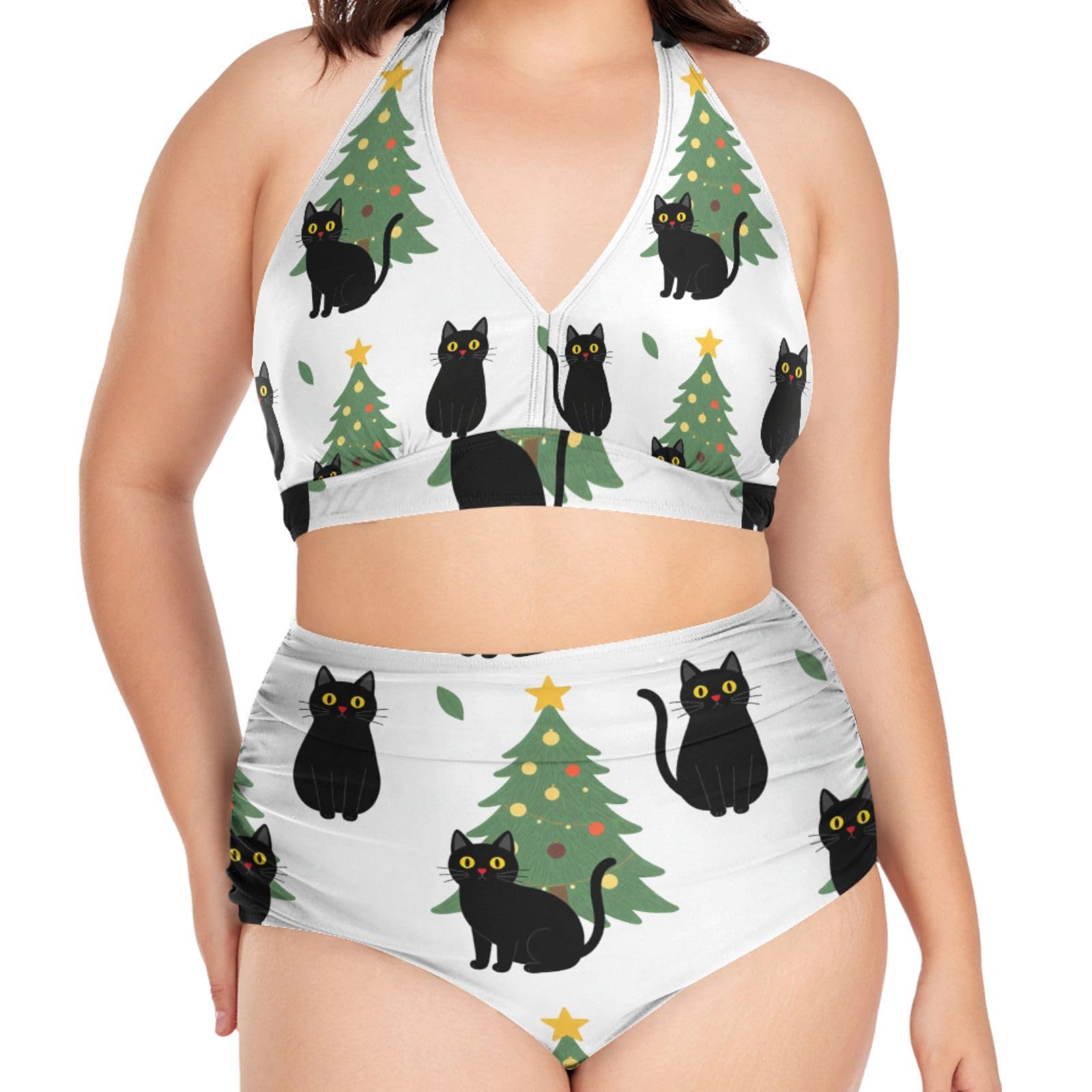 FRODOTGV Curvy - Costume da bagno a due pezzi da donna, taglia L-4XL