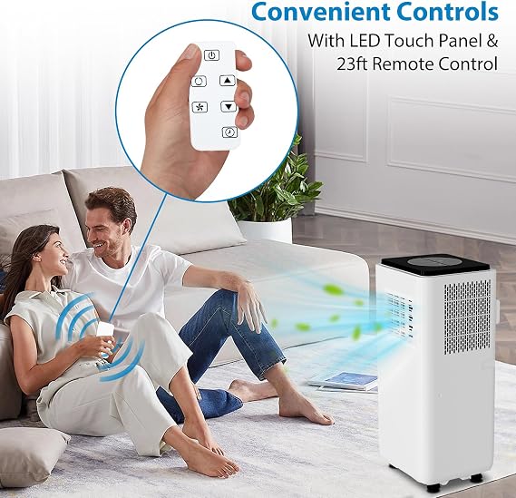 Portable Air Conditioners, 10000 BTU Portable AC, AC Unit with Cooling, Dehumidifying & Fan, Quiet Operation and Easy Mobility, Remote Control, Enhanced Air Quality for Home & Office