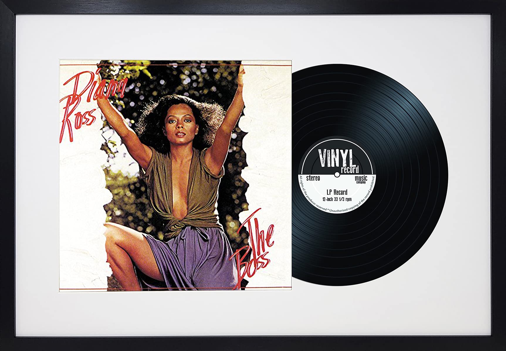 pf+a - PERSPEX WINDOW - Oxford Black 12" Vinyl LP Record & Album Cover - Display Frame Holds Record - Frame size 25x17