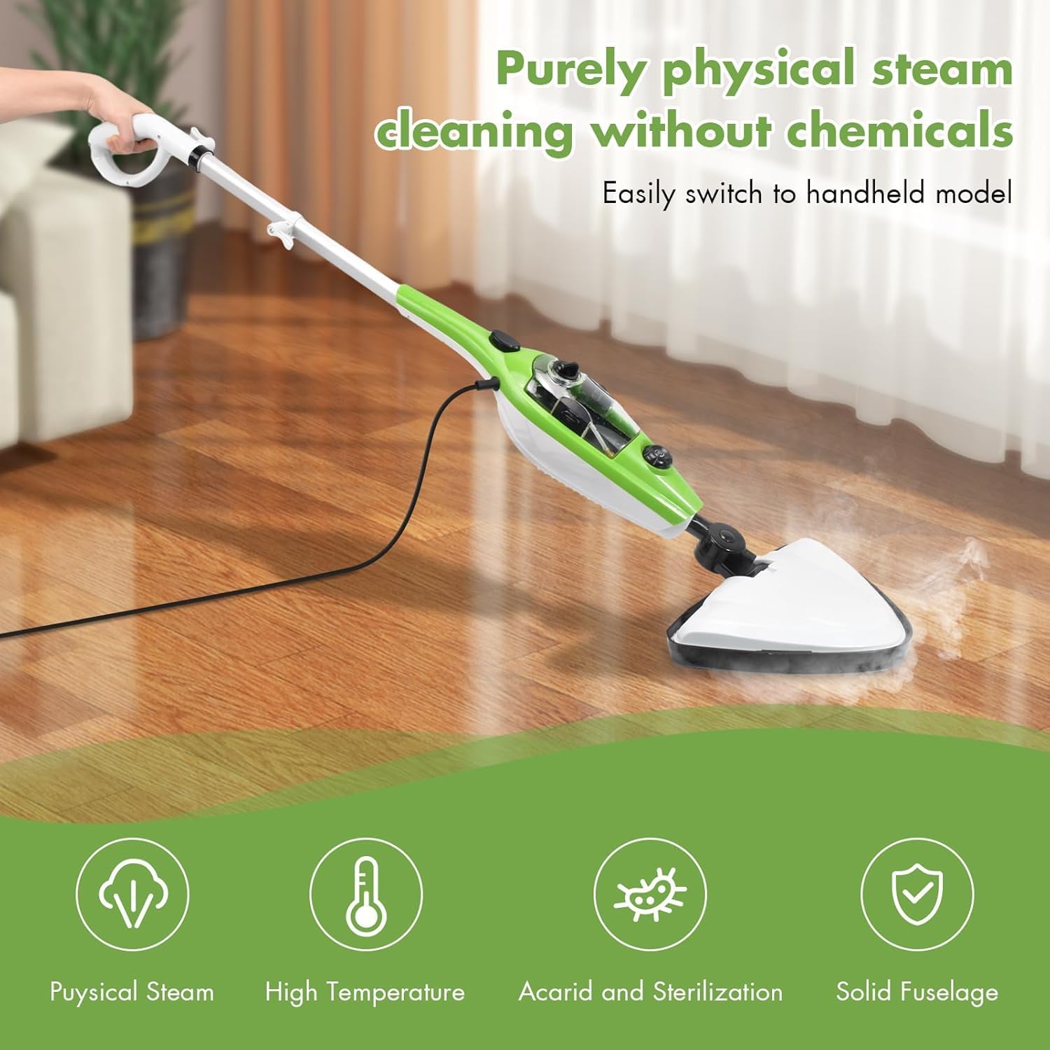 iMeshbean 10-in-1 Steam Mop, Floor Steamer, Carpet Steam Cleaner, Detachable MultiPurpose Handheld Steam Cleaner for Laminate, Hardwood, Tiles, Carpet Cleaning