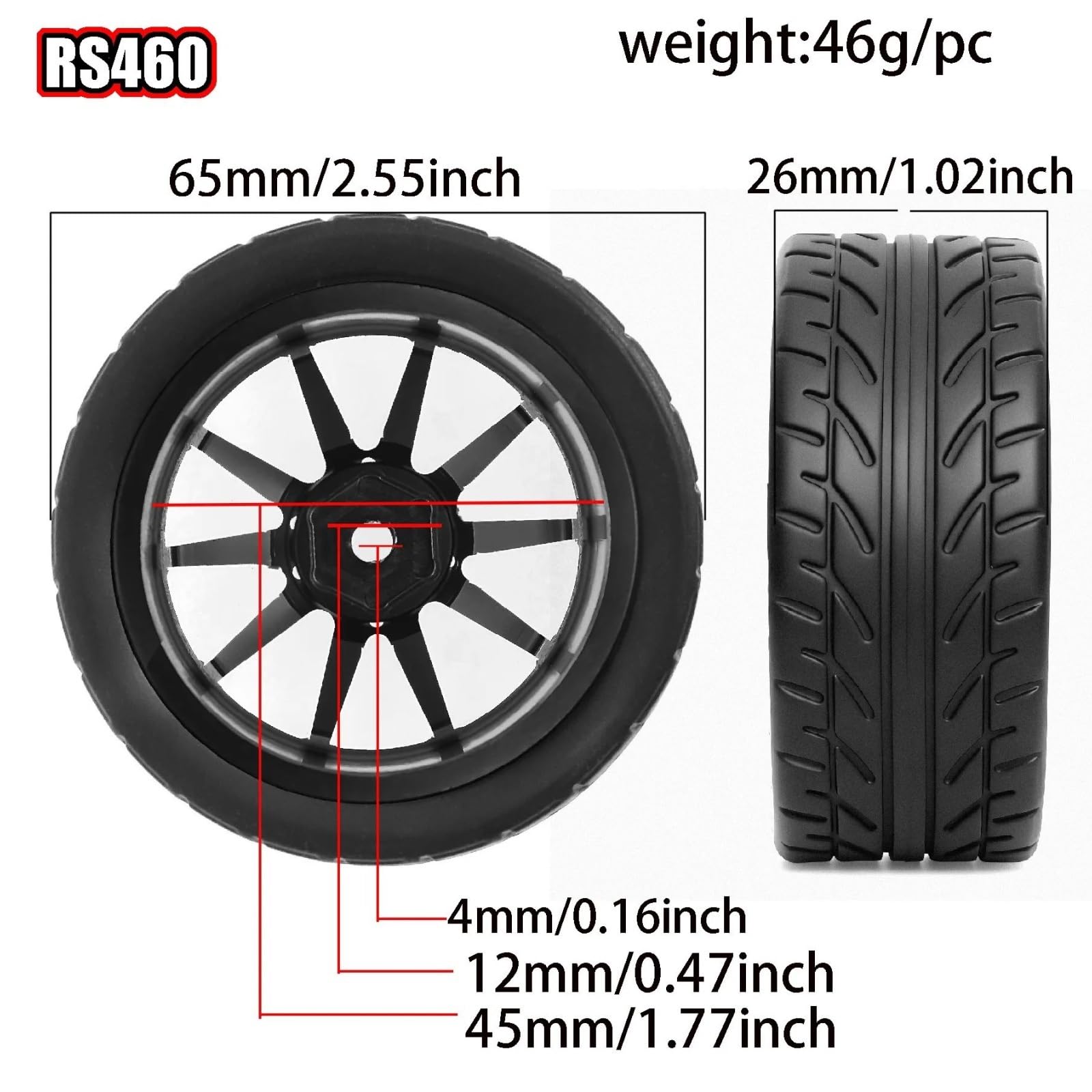 Neumáticos Carretera 2,55 Pulgada para Tamiya para TT01 para TT02