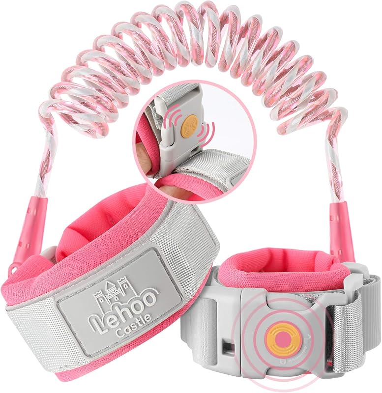 Toddler Leash, Wrist Leash for Kids with Induction Lock, Pink | Reflective Anti-Lost Wrist Link, Toddler Wrist Leash with Adjustable Strap, Kids Leash for Travel and Outdoor Activities