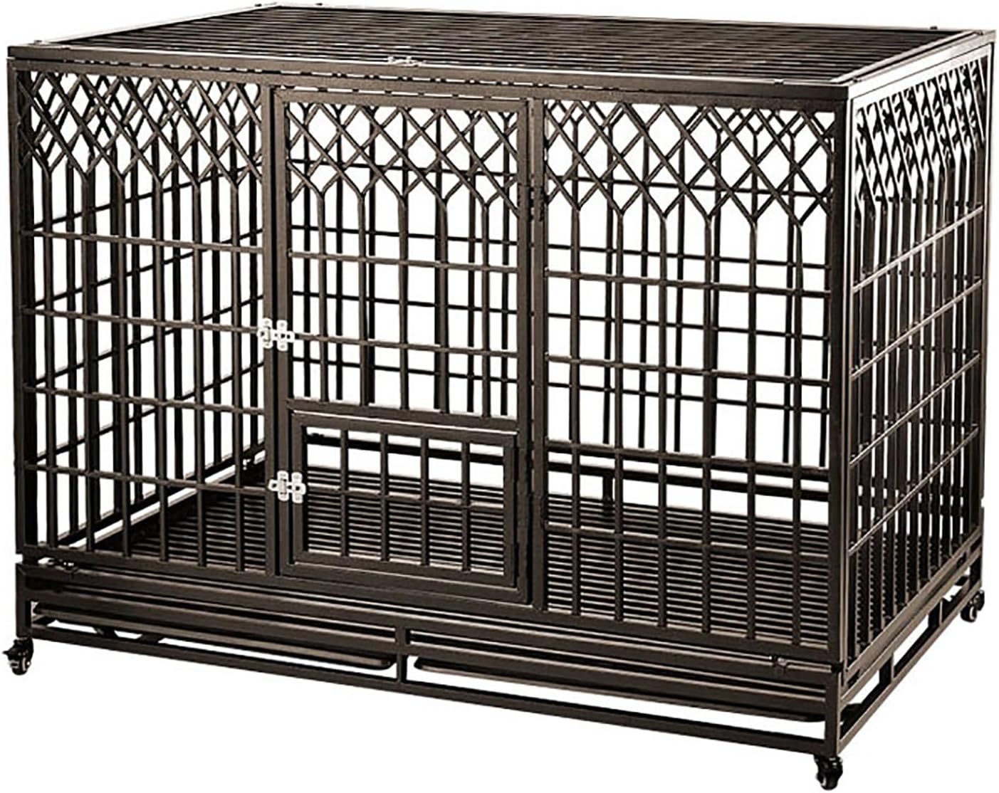 Dog Crate Furniture Chew-Resistant Dog Kennel Dog House Indoor Large Dog Kennel Rustic Heavy Duty Dog Crate Furniture with Multi-Purpose Removable Tray for Small Medium Large Dog. ( Size : 105x77x95cm