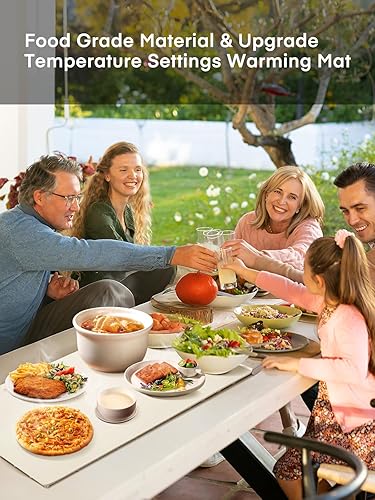 Miniatura 8 de FOHERE Tapete de calentamiento para alimentos, bandeja de calentamiento eléctrico de superficie completa rápida con ajustes de temperatura