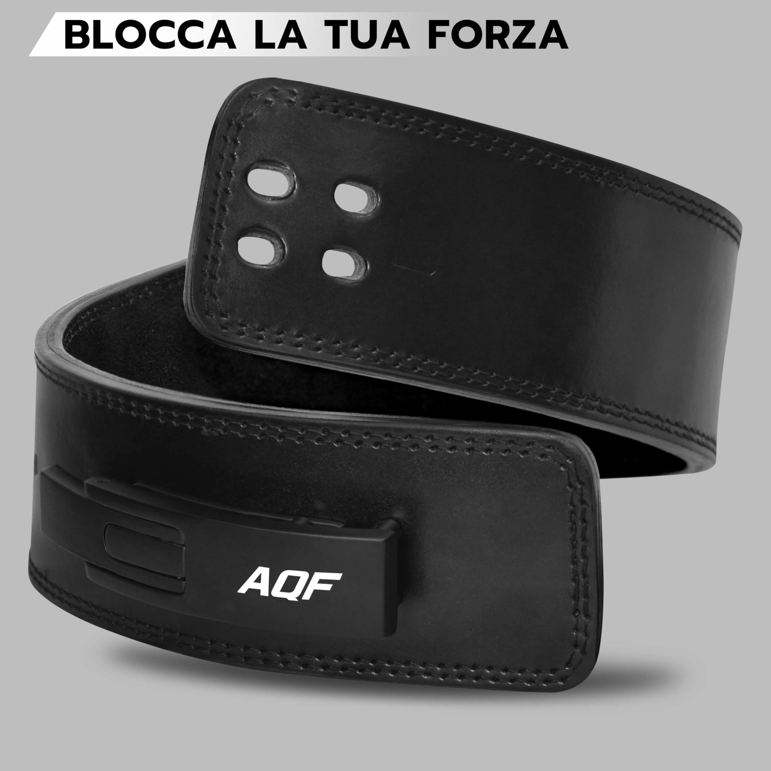 AQF Cintura Powerlifting Leva Fibbia - Larga 4" Spessa 10mm Approvato da IPL USPA - Cintura Palestra Uomo, Cintura Sollevamento Pesi, Cinta Palestra Bodybuilding per Squat, & Gym