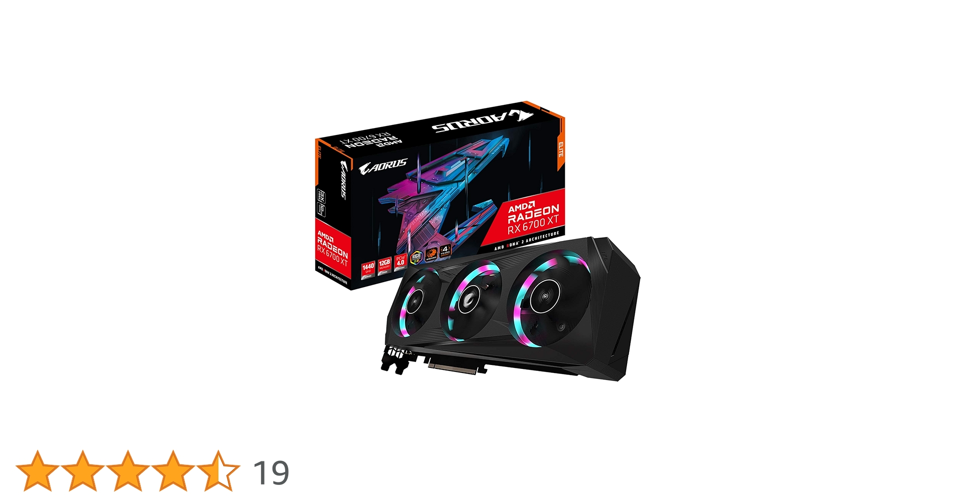 PCパーツ GIGABYTE AORUS RX 6700 XT ELITE 12G Gigabyte AORUS Radeon RX 6700 XT Elite 12G Graphics Card
