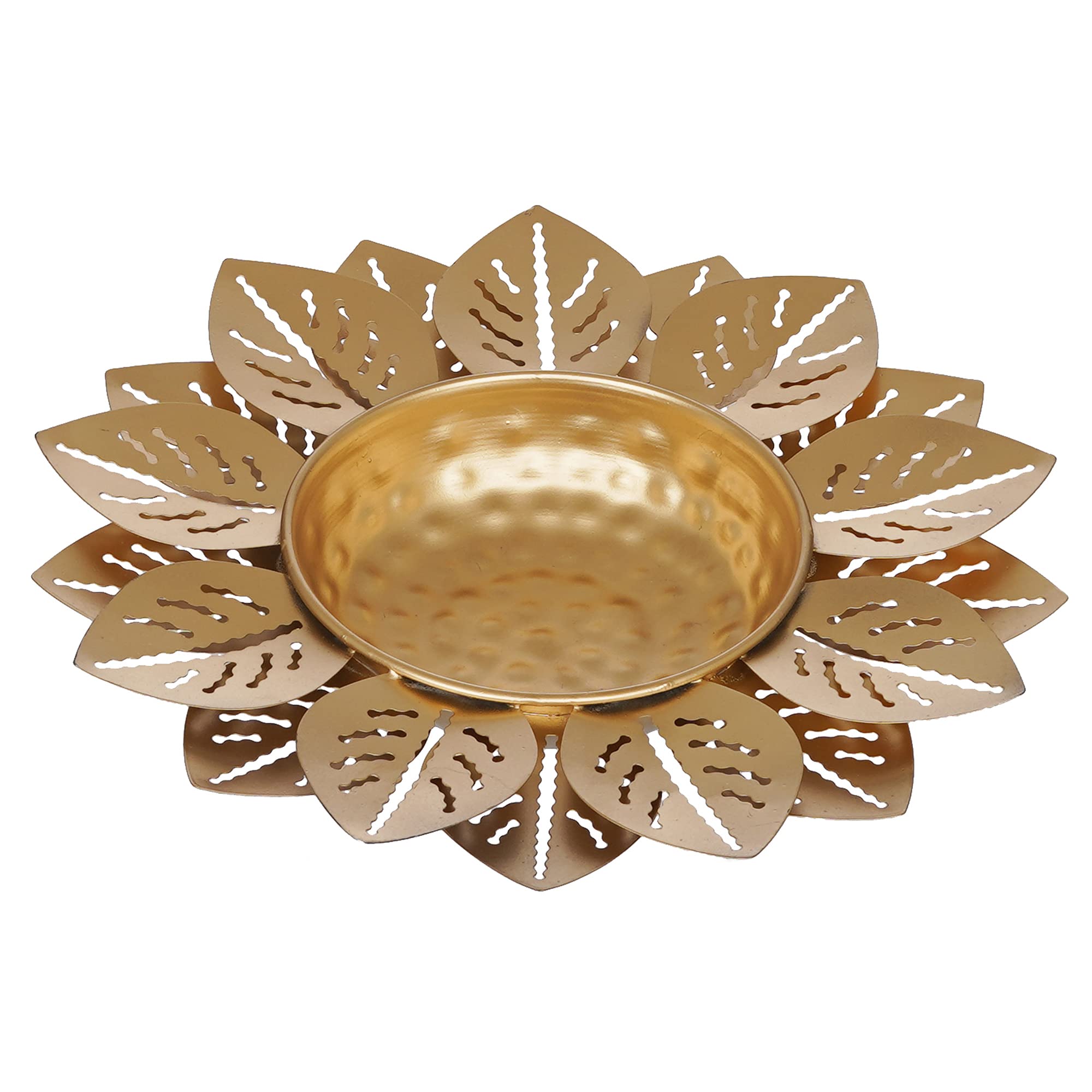 Webelkart Lot de 3 bols décoratifs en forme de feuille dorée polie pour la maison, décoration de table | Décoration de Diwali Doré