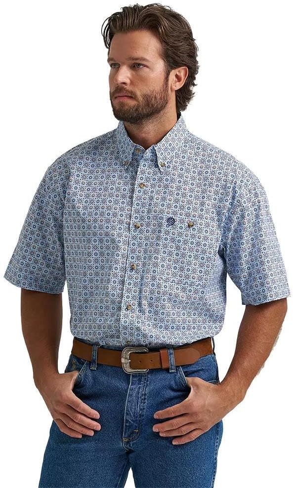 Wrangler Men's George Strait Blue Pocket Short Sleeve Shirt