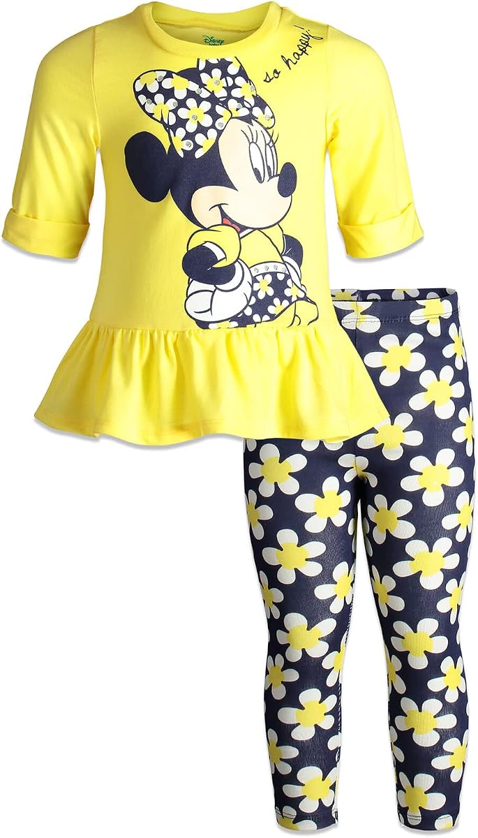 Conjunto de camiseta y leggings de Minnie Mouse, tallas para bebés y niños grandes (12 meses - 14-16)