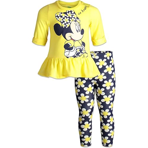 Disney Minnie Mouse T-Shirt and Leggings Outfit Set Infant to Big Kid Sizes (12 Months - 14-16)