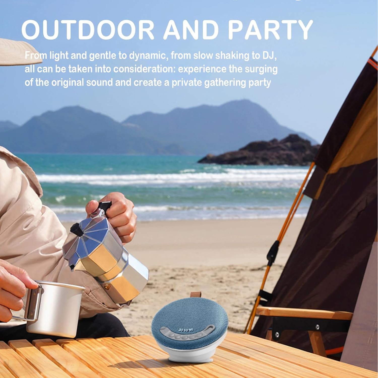 Portable Bluetooth Speakers, Outdoor Speakers with Magnetic Base, Magnetic Bluetooth Speaker with Adjustable RGB Lights, Foldable & 30/60/90 Minute Timer for Home, Beach, Party - Image 6
