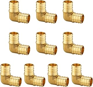 10-Pack EFIELD Pex Fittings 1 Inch Elbow Brass Barb Crimp Fittings for Pex Tubing, ASTM F1807