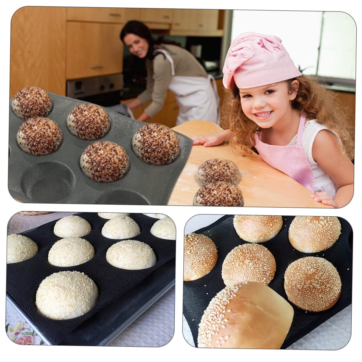 LIFKOME 3pièces Moule à Silicone Antiadhésif Cavités Résistant Aux Hautes Températures Pour Cuisson De Pains Sains Compatible Four Congélateur