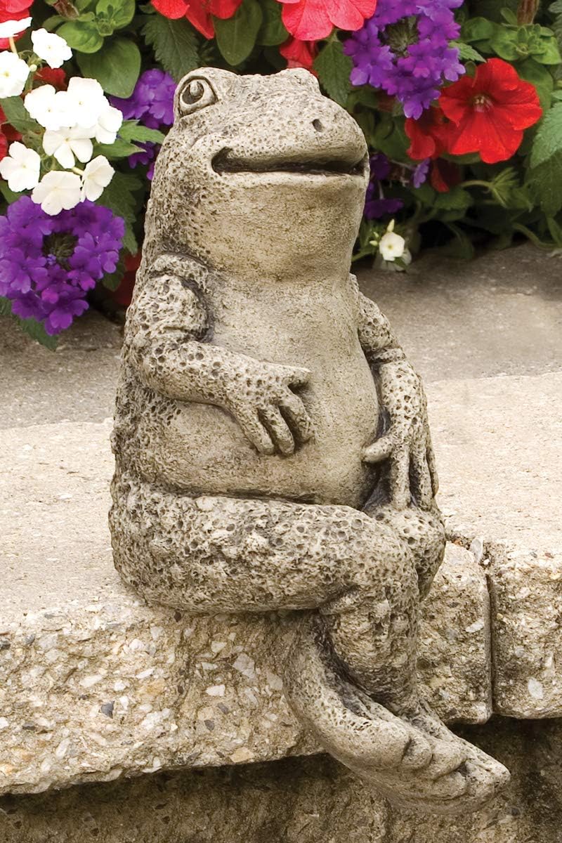 Massarelli's Sitting Frog 'Howie' Solid Cast Stone Garden Statue - Great Gift Idea - Durable, Lifelike Sculpture for Pond, Home and Yard - Fun Exterior and Interior Art