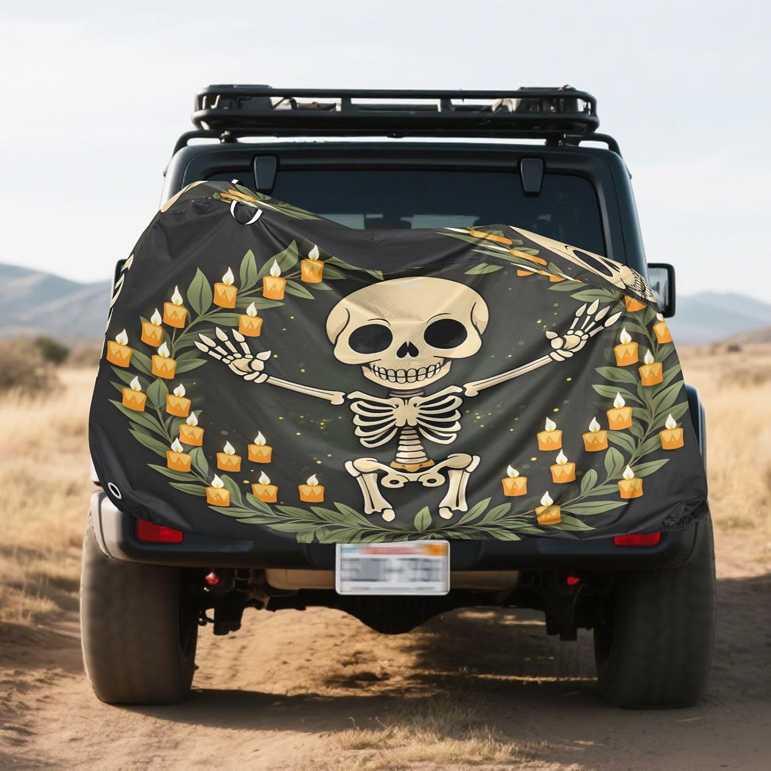 ALAZA Cute Skeleton Skull Bike Cover Waterproof Outdoor Ebike Bicycle Covers Tarp Protection for 1/2 Bikes, Sun UV Dust Wind Proof