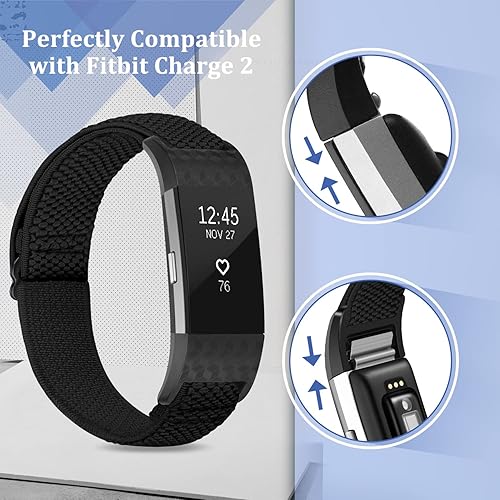 Miniatura 9 de TumpCez Paquete de 5 bandas elásticas compatibles con Fitbit Charge 2, correa de repuesto ajustable elástica de nailon suave para Fitbit Charge 2,