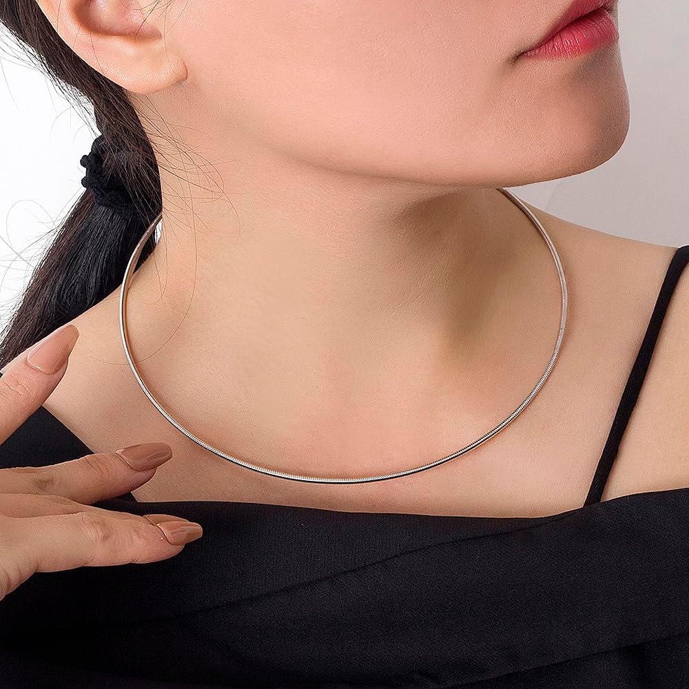 Solid 925 Sterling Silver 2.5mm Snake Chain Necklace, Delicate Round Collar Choker, Adjustable 16" 18" 20" Clavicle Length for Women - Image 2